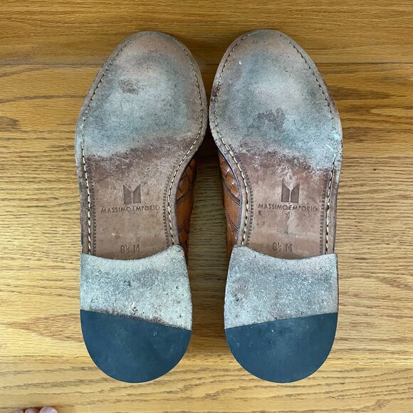 Massimo Emporio Spain Men Brown woven Leather Tassel Slip on loafer SZ 8.5 - Picture 4 of 5